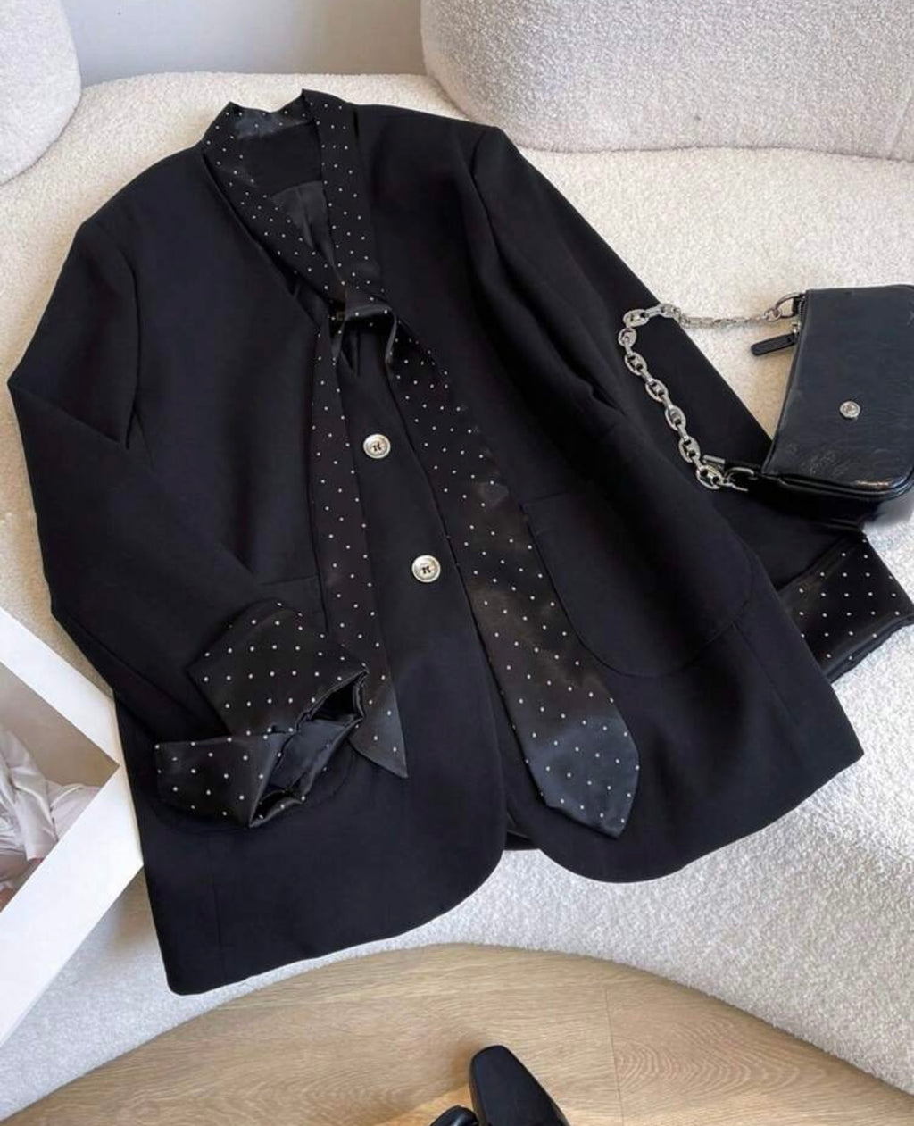 Black polka blazer