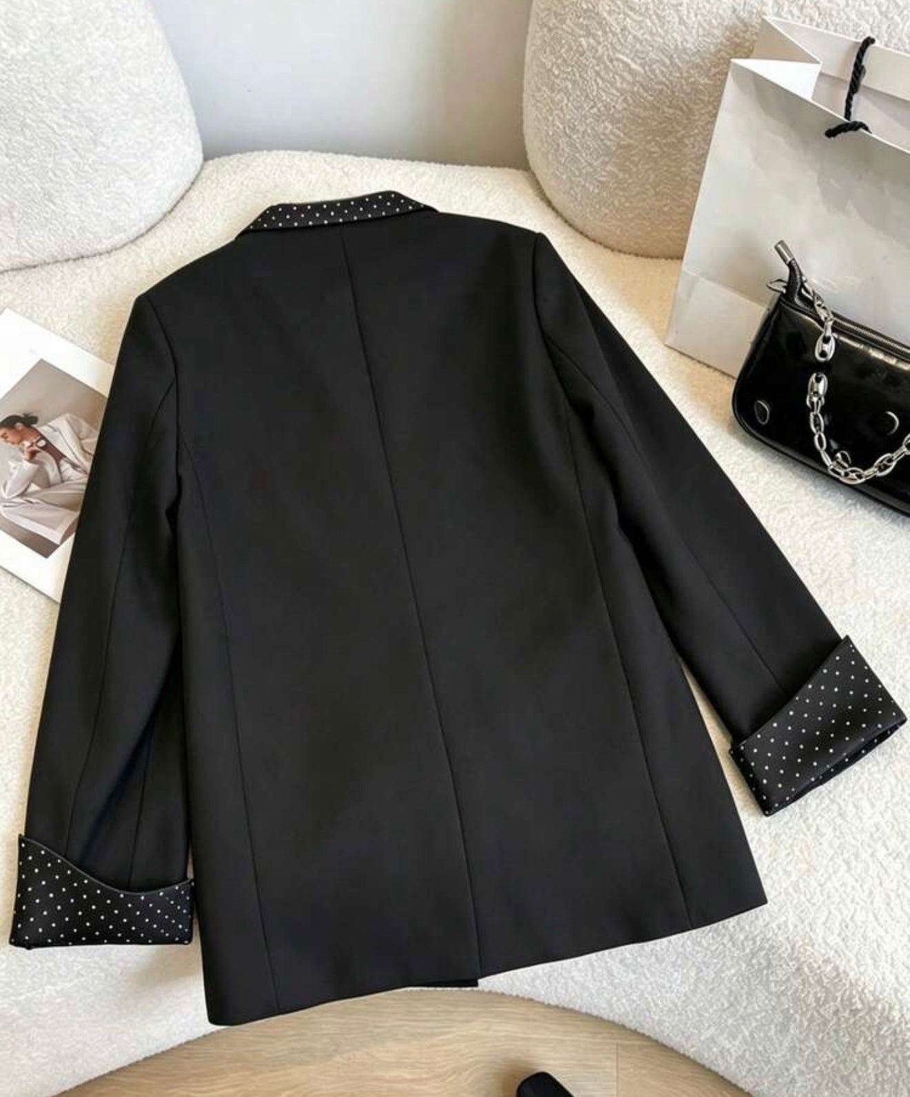 Black polka blazer