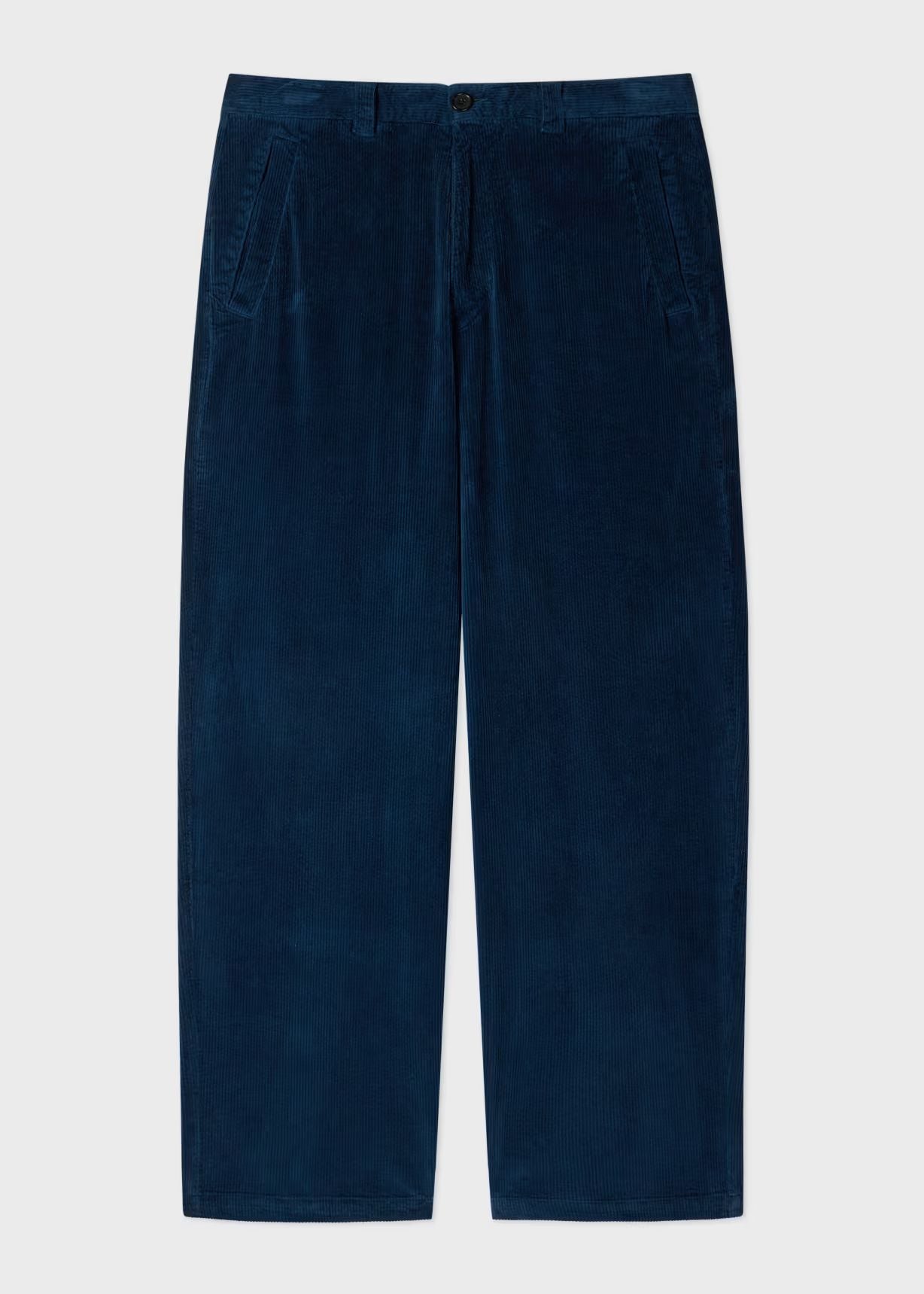 Relaxed-Fit Dark Blue Corduroy Trousers